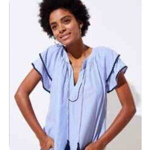 Loft | Stripe Layered Cuff Tassel Top